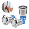 3 Push Button Metal Iluminado 16mm Impermeable Momentáneo Azul