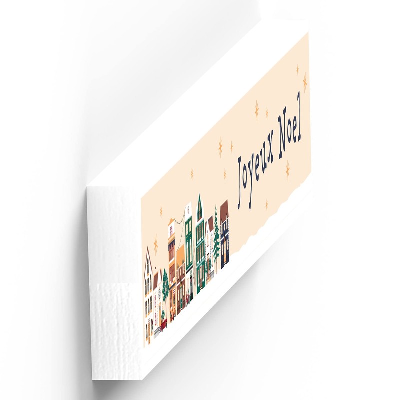Global Designs Joyeux Noel Snowy Street Scene Festive Standing Wooden