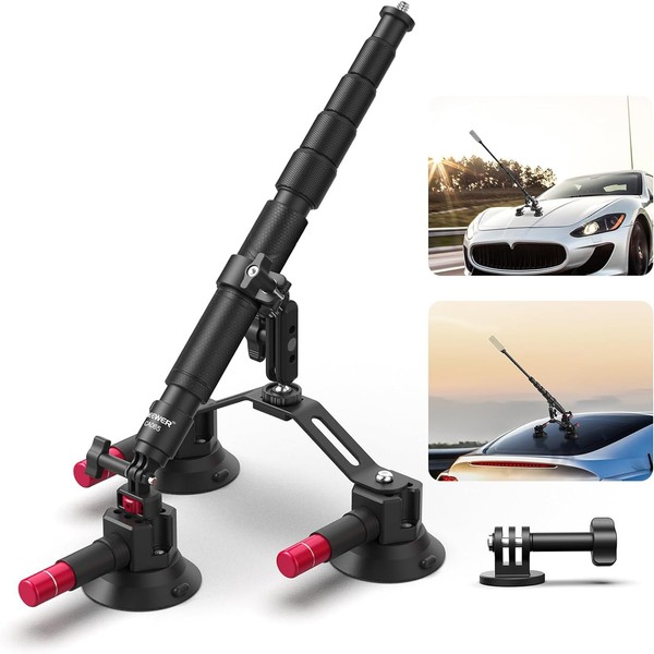 NEEWER Triple Suction Cup Car Mount Kit with 2in1 Extension