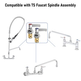 Handle Stem Assembly Hot & Cold Fits for T&S Brass Faucets Replace 002713-40 002714-40, Spindle Assembly Cartridge Faucet Valve Replacement Part