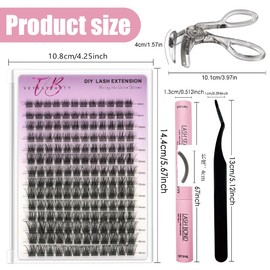 VPOUERY Lash Extension Set,aylashes,Wimpern Extensions Set-5 Sekunden DIY Cluster Wimpern, Falsche Wimpern mit Kleber, Natürliche Volumen Wimpern für Lash Extensions