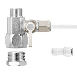 HAOCHEN Feed Water Adapter - Lead Free Water Line Splitter 3/8"x3/8"x1/4" or G 1/2"xG 1/2"x1/4", Brass Water Supply Valve with 1/4" Push in Quick Connect fitting for RO Filter，Refrigerator,Ice Maker