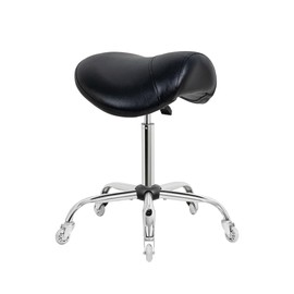 Nolasalon Saddle Stool with Wheels,Ergonomic Swivel Rolling Height Adjustable for Salon Beauty Clinic Dentist Tattoo Home Office（Black）