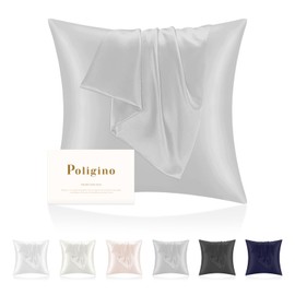 Silk Pillowcase 100% Silk 65 x 65 cm, Super Soft Silk Pillowcase 22 Momme, Low Allergy Pillowcases to Protect Hair and Skin, 1 Piece Breathable Cushion Cover, Silver