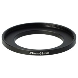 vhbw 39 mm 52 mm Black Metal Step Up Filter Adapter for Camera Lenses, Filters, Lens Hoods, Lens Attachments