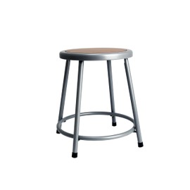 OEF Furnishings EasyBuild Stool – Heavy-Duty 18-Gauge Steel Frame, Round Masonite Seat, Welded Footrest Support, Non-Marring Glides – 18" Stool Seat Height, Grey