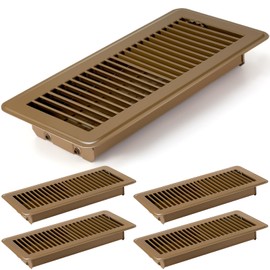 Retisee 4x12 Inches Floor Vent Covers Heavy Duty Floor Register Easy Installation Metal Heat Vent Covers with Rust Proof Finish for Home Floor (Brown,4 Pcs)