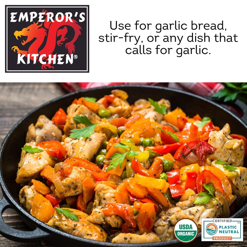 Emperor's Kitchen Organic Chopped Garlic, USDA Certified Organic, Vegan, Ready