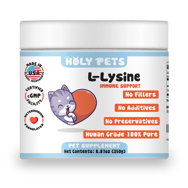 Holy Pets 100% Pure L-Lysine Powder for Cats – No