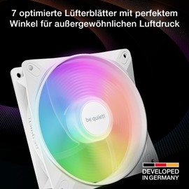 be quiet! Light Wings LX 120 mm PWM Reverse White Fan, 7 Optimised and Inverted Fan Blades, Exceptional Air Pressure, Ideal in the Side or Bottom of the Case, Illuminated Hub