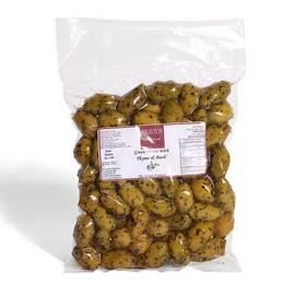 Greek Green Olives with Stone Vacuum Packed - 500g Jar in Delicious Homemade Marinade | ARISTOS (Thyme Basil)
