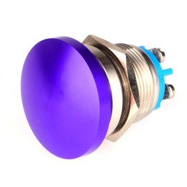 Guuzi 19 mm 3V/6V/12V/24V/48V/110V/220V Momentary Push Button Metal Mushroom Head Round Start Button, 1 NO Contact On/Off Self-Resetting Curved Screw Clamp (Blue)