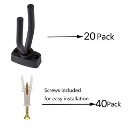 Gisedkle 20pcs Guitar Hangers, Guitar Bass Stand Wall Mount Hanger Hook with Screws, Ukulele Banjo Mandolin Electric Guitar Display Holders for Wall, Black
