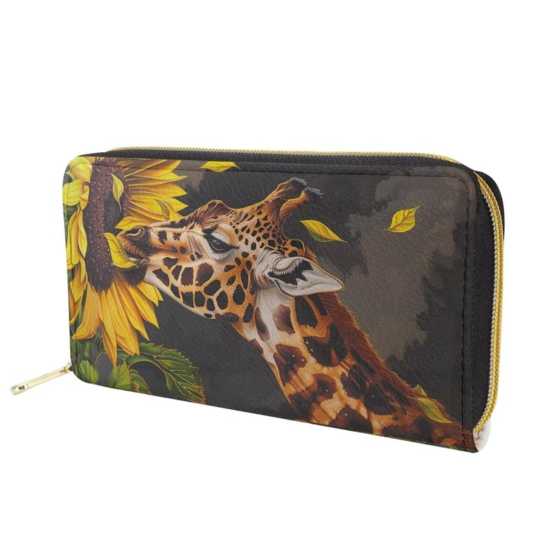 Belidome Sunflower Giraffe Wallet Purse for Women Ladies PU Leather