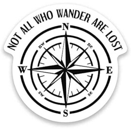 Not All Who Wander are Lost Compass Magnet - 5 Inches at Longest End - Heavy Duty Refrigerator Magnet Full Color UV Printed Fade Resistant - One 5 Inch Magnet