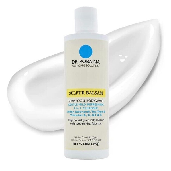 DR. ROBAINA Skin Care Solution SULFUR BALSAM Shampoo & Body Wash 8 oz (240g)