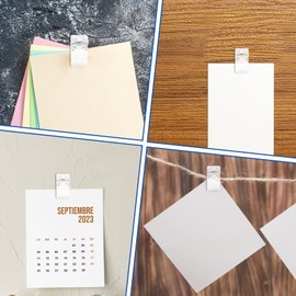 HJZHII 30pcs Sticky Clips, Self Adhesive Wall Hanging Clips Rectangle Spring Clips for Hanger Blanket Poster Photo Picture Paper Shower Curtain Home Office Christmas Decor(White)