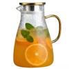 Glass Pitcher with Lid, 68 oz/2L Large Capacity, Textured Design