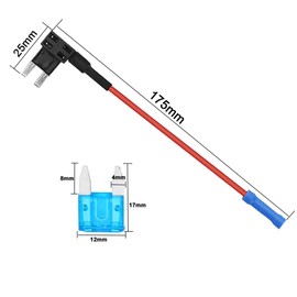 Aiqeer Pack of 3 12 V / 24 V Small Piggyback Fuse Holder, Car Add-a-Circuit Fuse Tap with Wiring Harness, Free 15 Pieces Mini Blade Fuses and Fuse Puller (Crimp Terminal)