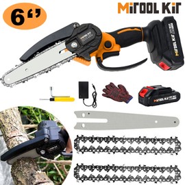 MITOOL KIT Cordless Chainsaw with 2.0ah Li-ion Battery 6-Inch Hand-held Mini Pruning Saw
