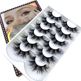 HBZGTLAD 5pairs/6 Pairs Fluffy False Eyelashes Natural Faux Mink Strip 3D Lashes Pack (SR-2),1 Count (Pack of 1)