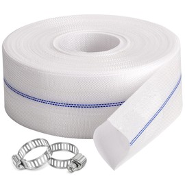 ZY-hosetube Pool Backwash Hose 2-1/2” × 100 ft Fiber Reinforced Discharge Hose General Purpose Flexible Lightweight Lay Flat Pump Drain Pipe for Water Transfer (Reinforced Thin Hose, 2.5in-100ft)