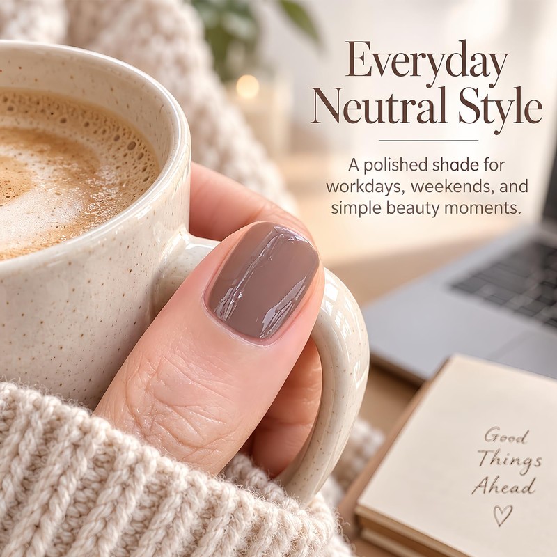 10ML Taupe Nail Polish, Air Dry Glossy Nail Lacquer, No