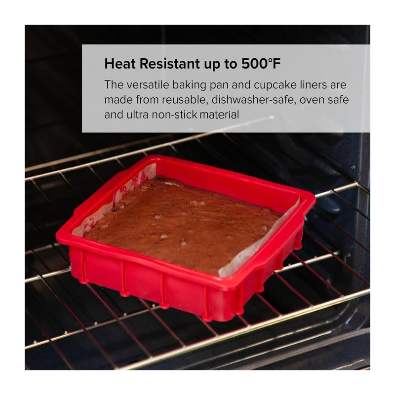 Nuwave Silicone Baking Kit with 8x8-inch Baking Pan & Reusable