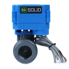 U.S. Solid 1/2” UPVC Motorised Ball Valve - Plastic Electrical Ball Valve with Full Port, 2 Wire Auto Return, 9-36V AC/DC, Normally Closed