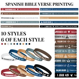Skylety 120 Pcs Spanish Bible Verse Bracelets Keychain Set Spanish Christian Keychains Bible Silicone Bracelets Spanish Christian Quote Gifts for Women Men
