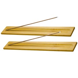 MOUHIV 2 x Incense Stick Holders Made of Bamboo Wood, Polished and Waxed, Incense Burner, Ash Catcher, 23 cm Long
