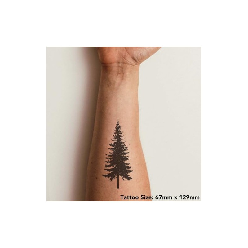 'Pine Tree Silhouette' Temporary Tattoo - Water Resistant, Skin-Safe, Non-Toxic