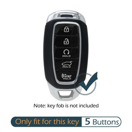 GFDesign 2 Pcs Silicone 5 Buttons Key Fob Cover Remote Case Keyless Rubber Protector Holder Compatible with Hyundai Palisade (Black & Hot Pink)