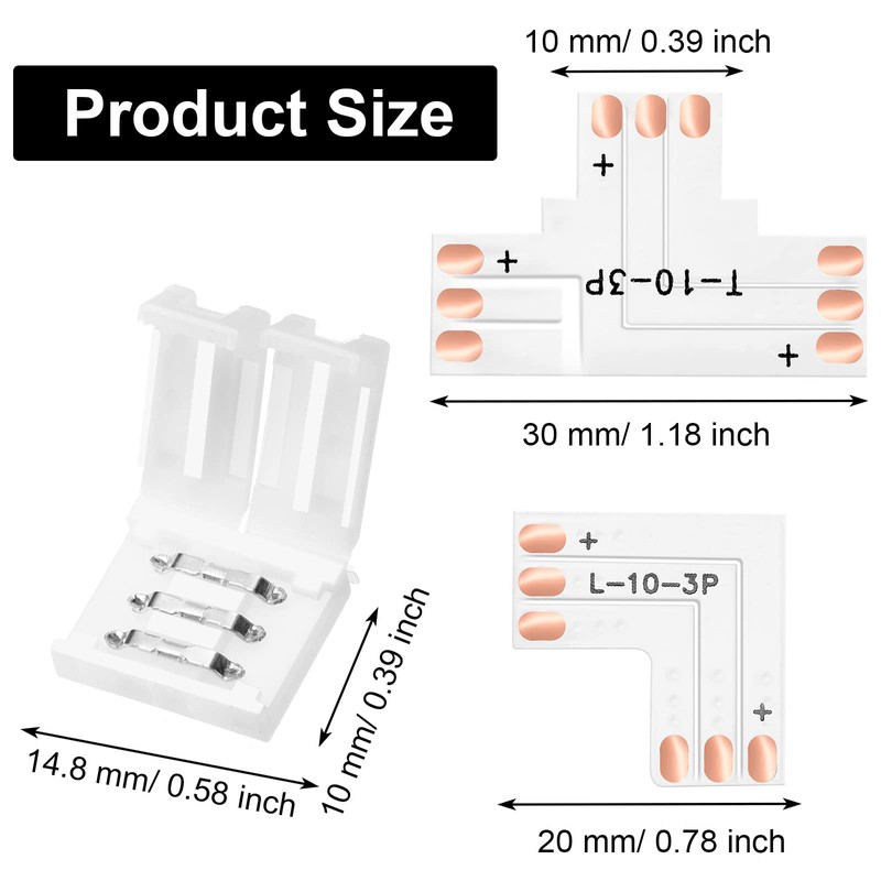 28 Pieces 3 Pin LED Connector LED Strip Solderless Light