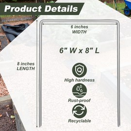 Wonderjune 50 Pack Heavy Duty Wide Landscape Staples, 7 Gauge Galvanized Steel Turf Stakes Garden Stakes Bulk, U Type Anchor for Grass, Securing Weed Barrier Fabric, Pipes, Sod (8"x6")