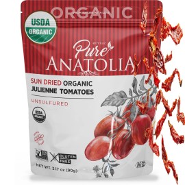 Pure Anatolia Organic Sun Dried Julienne Cut Tomatoes 3.17 oz, Pack of 6