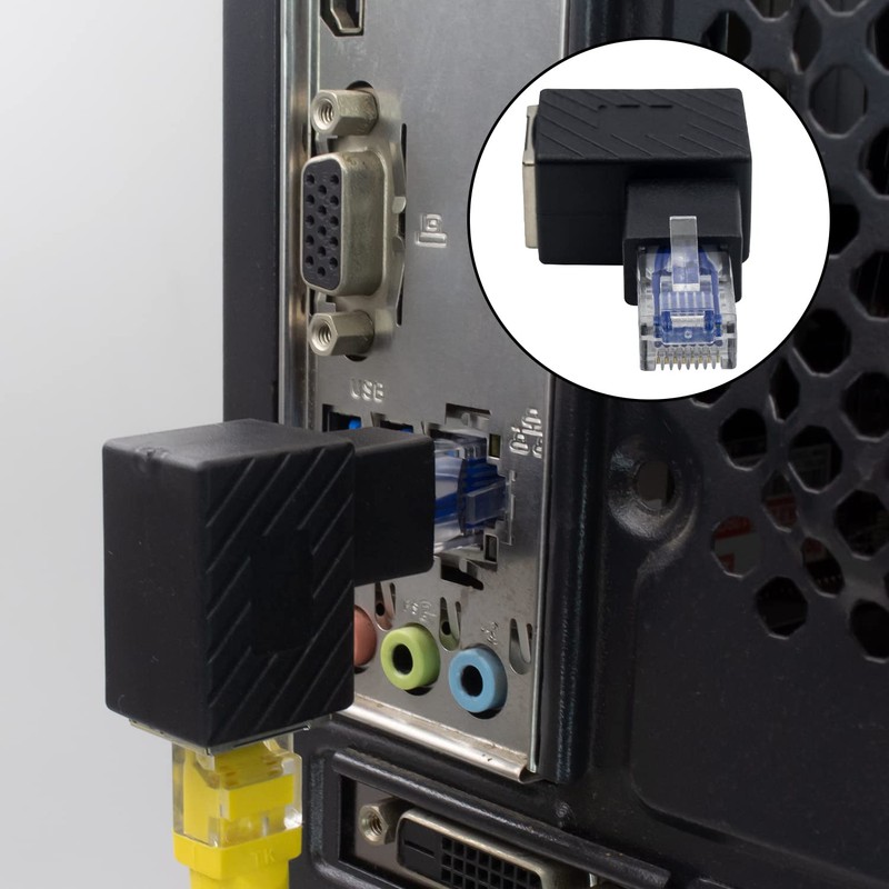 Duttek - Adaptador Ethernet de 90 grados, en ángulo recto,