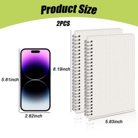 KUBDPQOR Notebook A5, Pack of 2 Notebook A5 Squared (5.82 inches x 8.18 inches), Waterproof The Notebook & Ring Binder A5, Soft Cover Spiral Pad A5 Squared 160 Pages, Notepad A5 for All Purposes