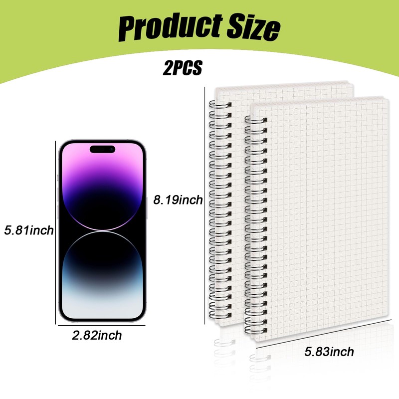 KUBDPQOR Notebook A5, Pack of 2 Notebook A5 Squared (5.82
