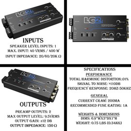 Elite Audio AccuBASS 2-Ch Line Out Converter Kit - LC2iPro Processor and 17ft Oxygen Free RCA Cable