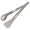 TOMSHOO Titanium Serving Tongs Multi-Purpose BBQ Tongs with Spork and