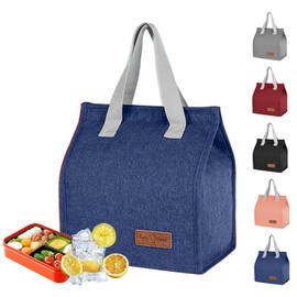 hzfengsheng Lunch Bags for Women Men, Portable Insulated Leak-Proof Waterproof Lunch Bag Tote Bag, Thermal Cooler Bag Lunch Organizer for Kids, Girls, Boys, Work School Travel Picnic (Blue)