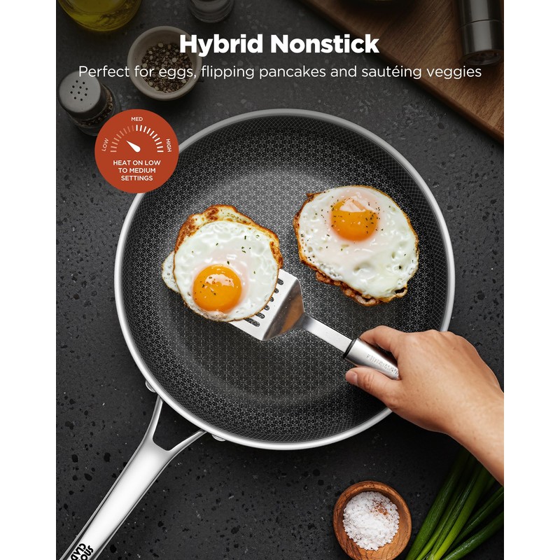 Non Stick Frying Pans, 12 inch Hybrid Pans with Lid