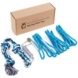 LOOBANI Spring Pole Toy for Pitbull: Bungee Tug of War Toys for Small Large Aggressive Chewers Dogs to Exercise & Muscle Building & Bite Training,Outdoor Heavy Duty Bungee Solo Tree Tugger Hanging Toy