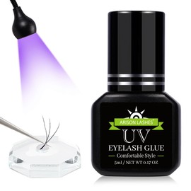 UV Eyelash Extension Glue Safe and Mild Without Irritation 1 Sec Drying Time 9-10 Weeks Retention Maximum Adhesion for Semi-Permanent Extensions Professional Use Only （Strong Style）