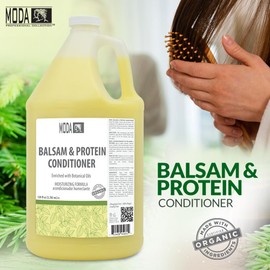 MODA - Moisturizing Conditioner for all Hair Types, Balsam and Protein, 128 Oz, Professional - Strengthens, Moisturizes, Leaves Hair Soft and Shiny, Adds Volume, Protects Color and Restore