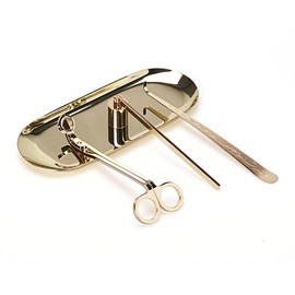 LUTAVOY Candle Accessory Set Candle Wick Trimmer Candle Wick Dipper Candle Snuffer Storage Tray 4 Packs Candle Care Kit Gift for Candle Lovers(CAG1 - Gold)