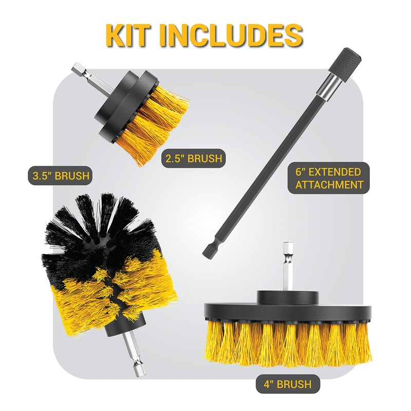 SCRUBIT Drill Brush Attachment Set - Power Scrubber Tile and
