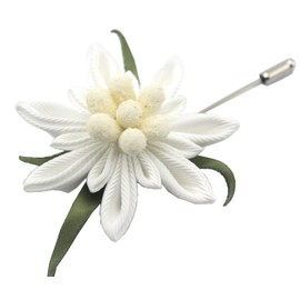 Edelweiss brooch pin Men's flower lapel pin White flower buttoniere Suit pin Handmade brooch
