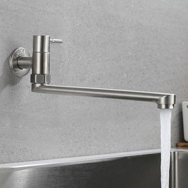 Modern Wall Mounted Rotating Cold Water Tap Stainless Steel Kitchen Faucet Bar Sink Faucet